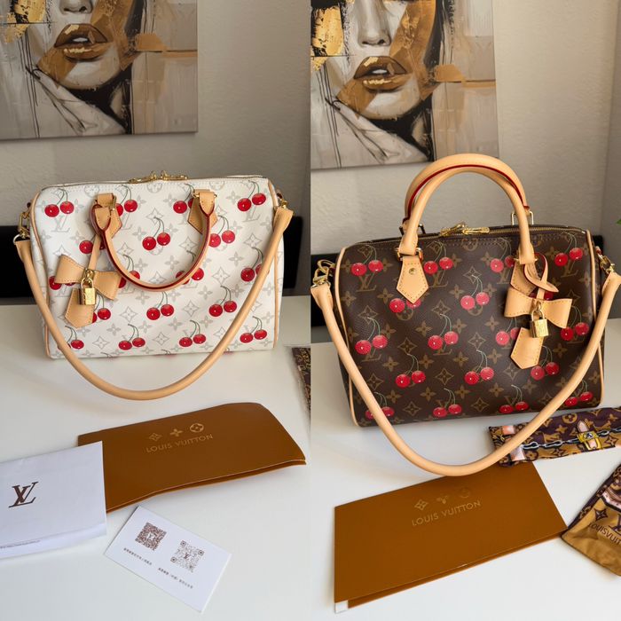 Сумка Louis Vuitton Monogram Cherry біла, коричнева