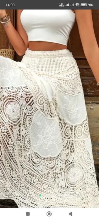 Ажурна льняная спідниця у стилі бохо