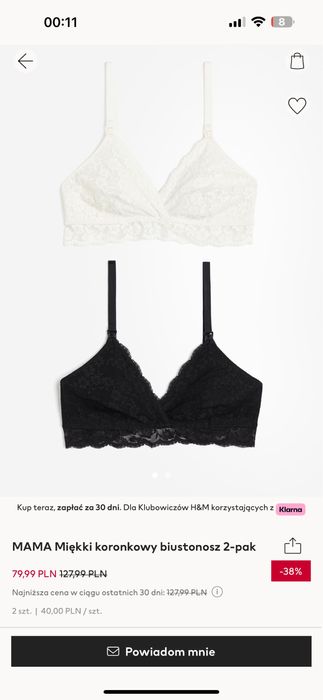 Miękki koronkowe biustonosz H&M, 2- pak dla karmiącej