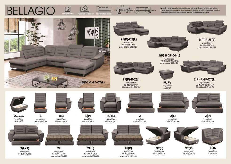 Narożnik Modułowy Bellagio -Dostawa Gratis