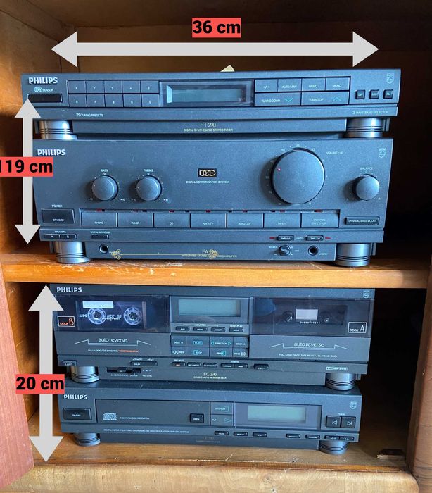Aparelhagem som Philips CD e cassette e radio