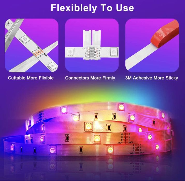 Fita LED RGB 5050 - 5/10/15M (NOVO/SELADO)