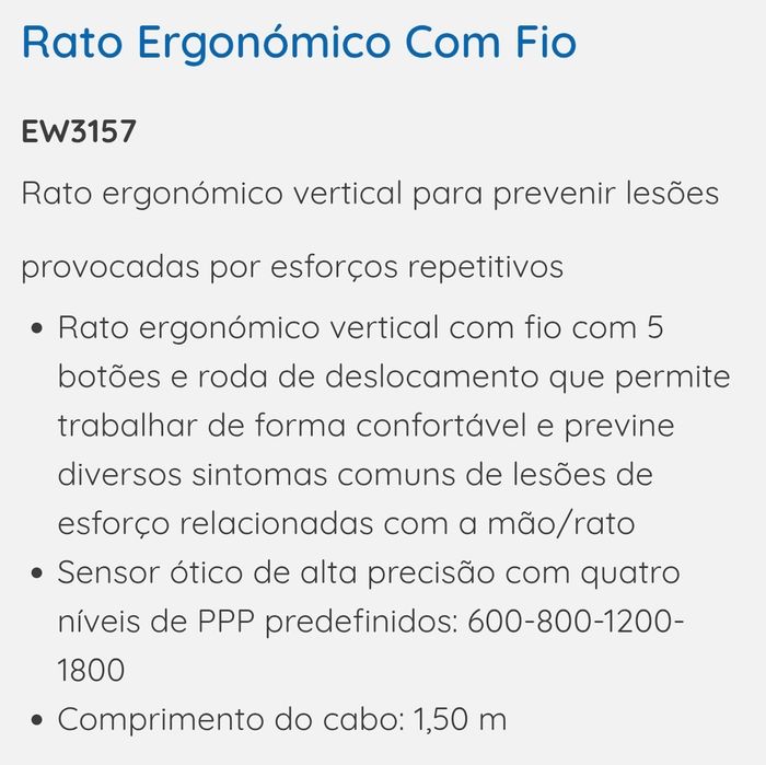 Rato Ergonómico com fio.