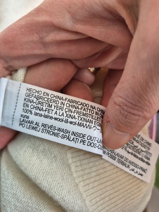 Kardigan wełniany 100% wool wełna kremowy Massimo Dutti L/XL