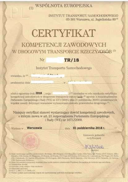 Certyfikat Kompetencji Zawodowych