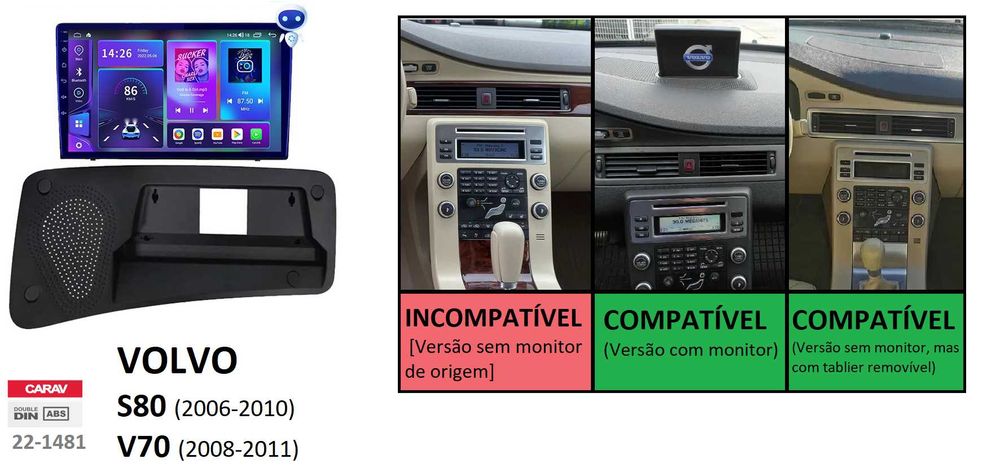 (NOVO) Rádio 2DIN 9" [4+32GB] • VOLVO S80 (1999 a 2011) • Android V70