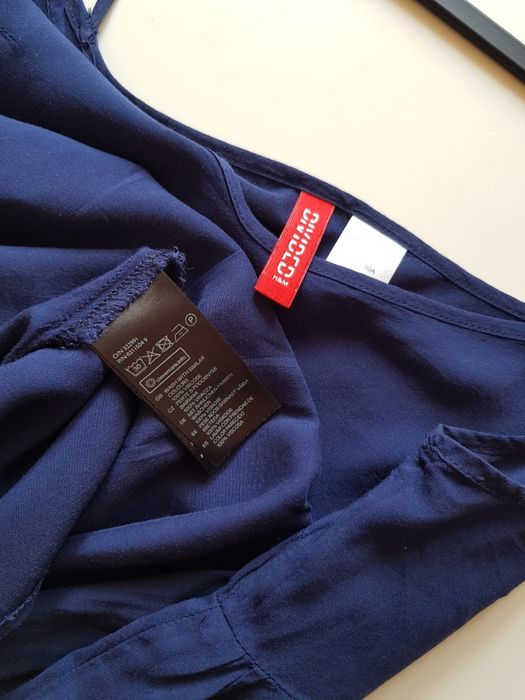 Nowa mini sukienka basic XS/S H&M granatowa lekka na ramiączkach zwiewna na codzień
