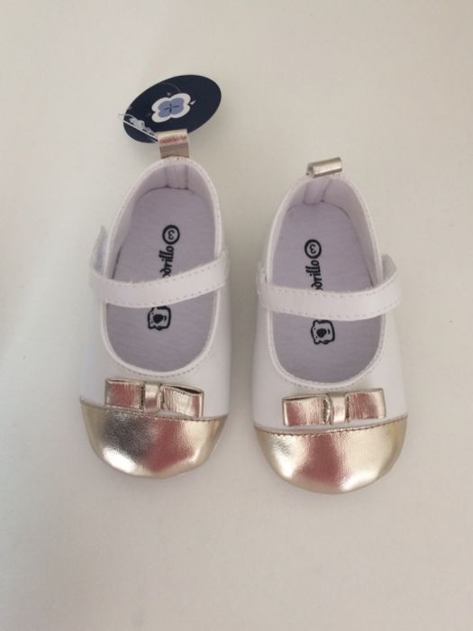 Balerinki złote białe rozm 3 NOWE 11,5 cmo