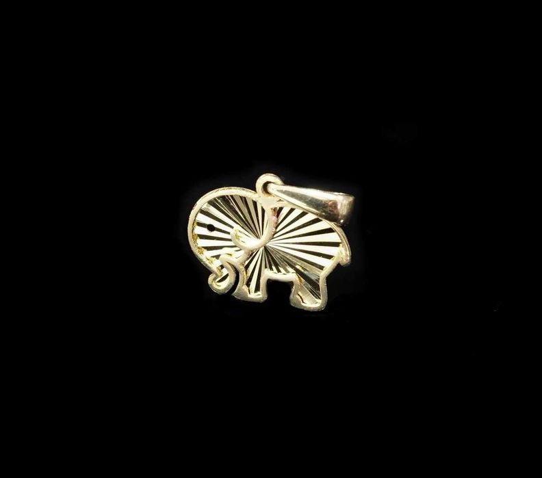 Złoto 585-złota zawieszka Słonik