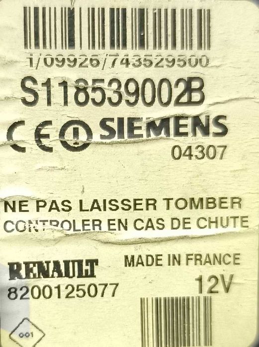 Leitor de Chave de Ignição 8200125077 - RENAULT MEGANE II