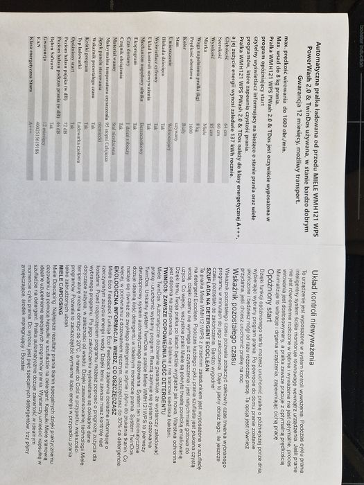 Pralka MIELE WMH121 WPS TwinDos