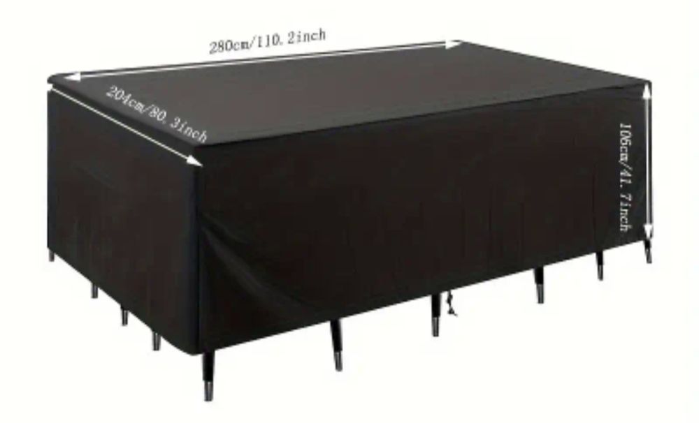czarny pokrowiec na meble ogrodowe 280x204x106 jak nowy ze ściągaczem