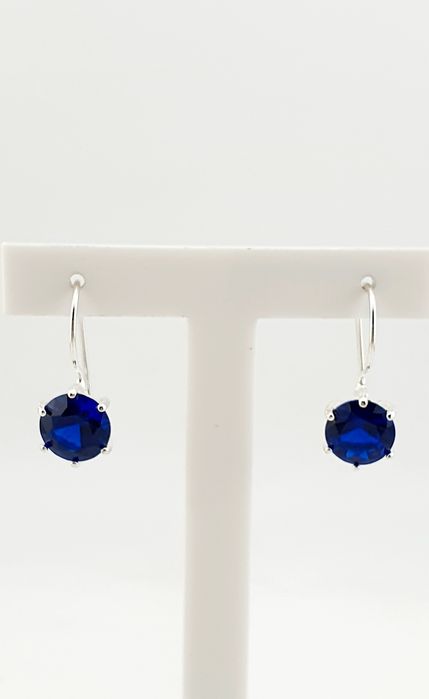 Kolczyki srebrne 925 z szafirową dużą 10mm cyrkonią