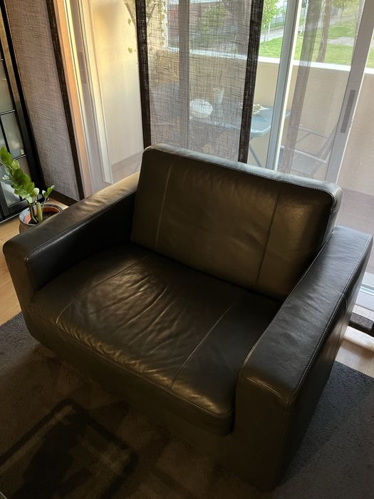Sofa/cama Divani & Divani em Pele (cinza rato)