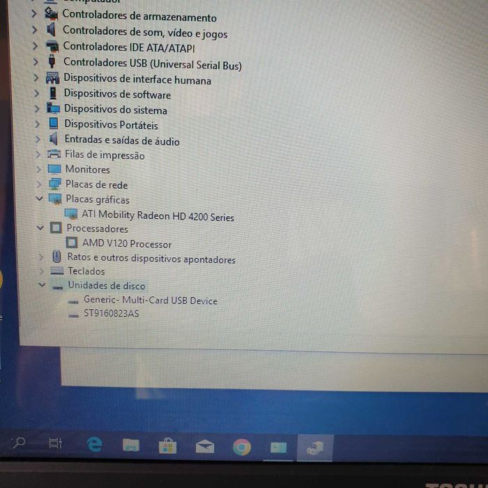 Toshiba C650D processador AMD V120, 8gb, disco 160gb, gráfica AMD 4200