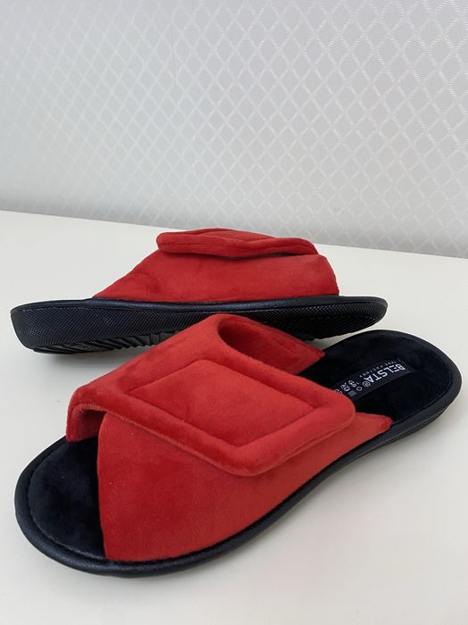Жіночі тапочки велюр Белста,на липучці 37-41 бордо,червоні та бежеві