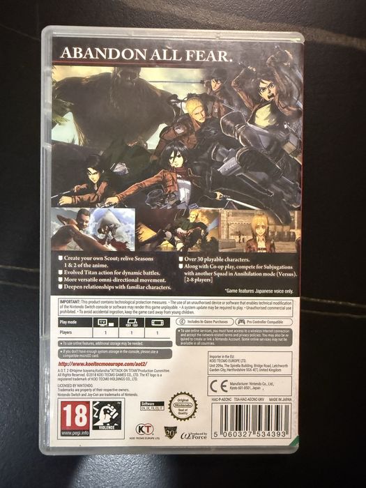Nintendo Switch Attack on Titan 2