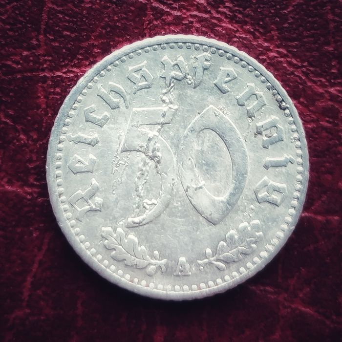 50 Pfenningów z 1935 roku seria A (b. rzadka) - Nazistowskie Niemcy