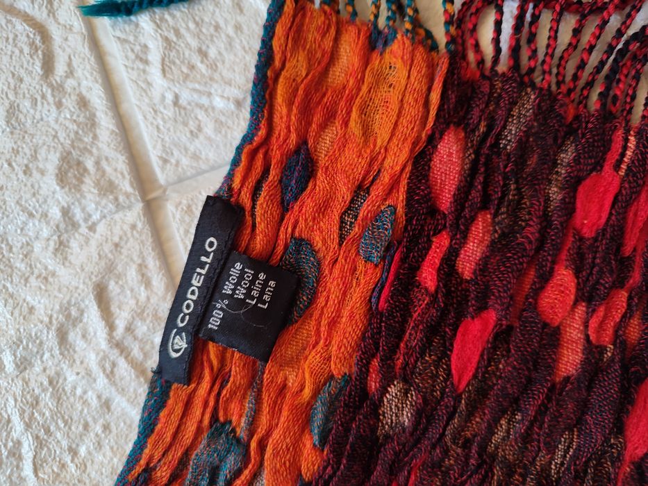 Wełniany szalik Codello 100% wool wełna lana pomarańczowy czerwony brązowy 180/23