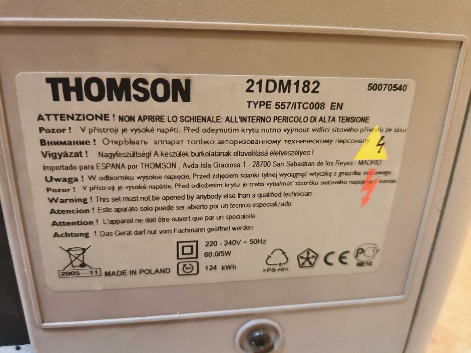 Telewizor CRT Thomson 21" Płaski Ekran 4:3 | Idealny do Retro Gier / PS1 / PS2