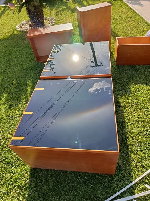 Móvel tv sala madeira e vidro