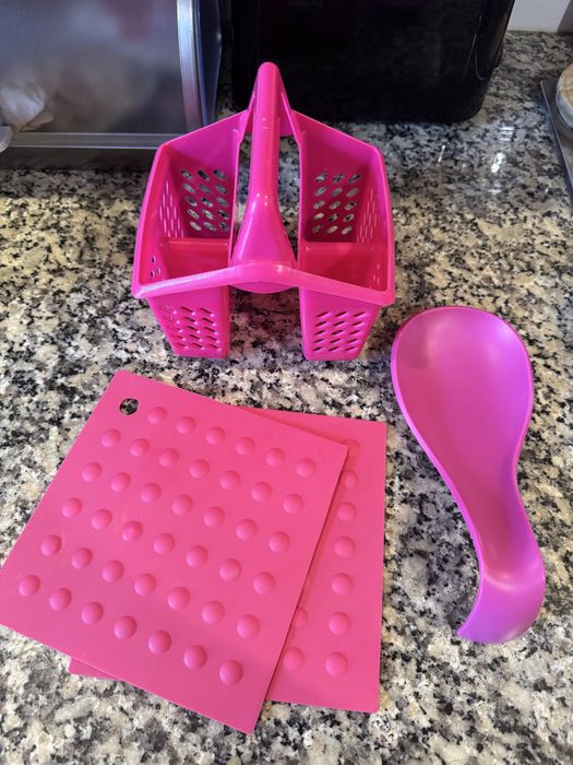 Conjunto cozinha: porta talheres/suporte colher de pau/pegas