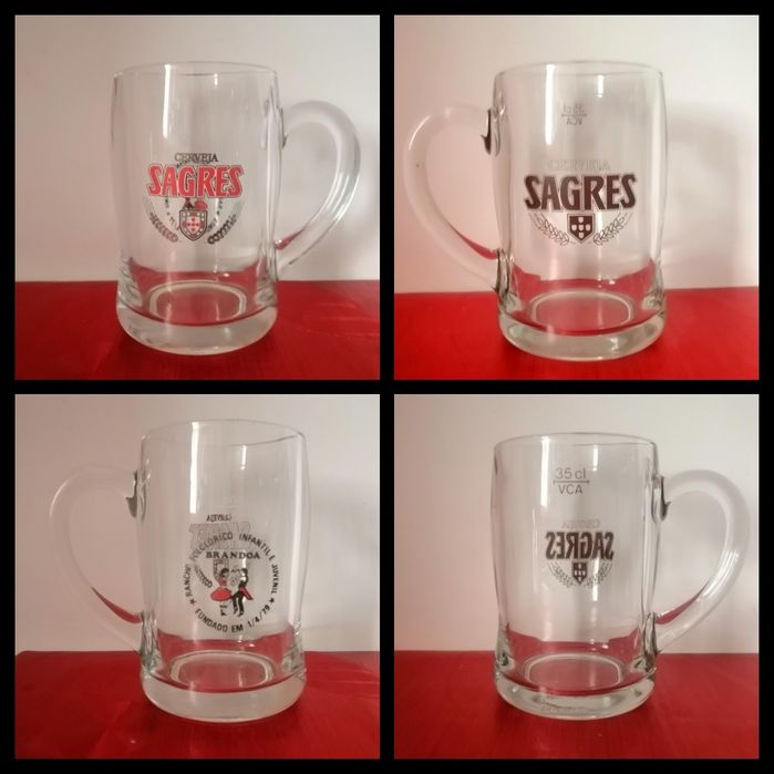 Copos e canecas cerveja Sagres, Super Bock, Tagus, Marina, Lusitana