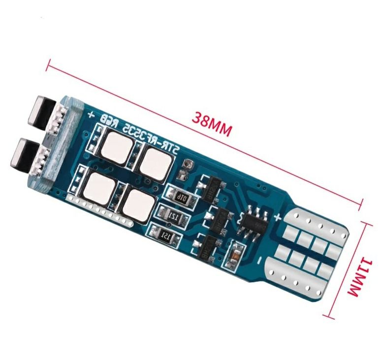 Светодиодные лампы габаритов RGB LED T10 W5W пульт 12 цвет+бел +строб