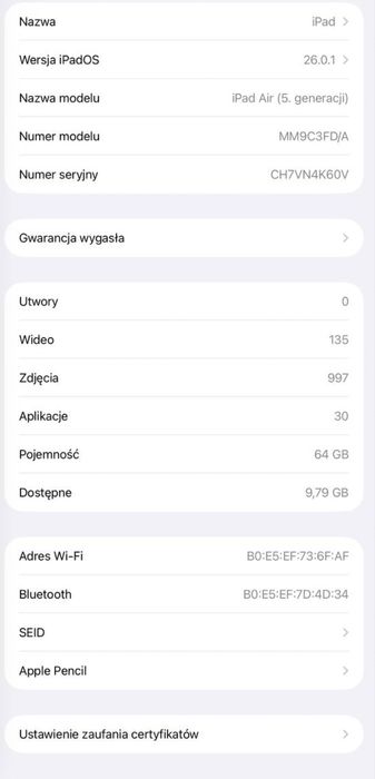 Tablet Apple Ipad Air 10,9 5gen 64GB m1 + Apple Pencil 2