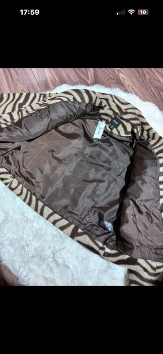 Nowa kurtka w zebrę bufiate rękawy Nasty Gal L glamour boho casual