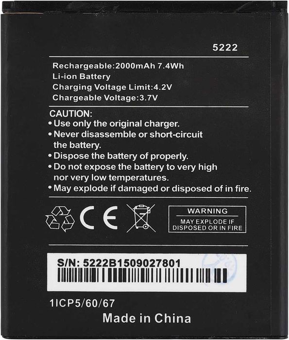 Duotipa Nowa bateria zamienna 5222 do Wiko Freddy/Wiko Rainbow Jam