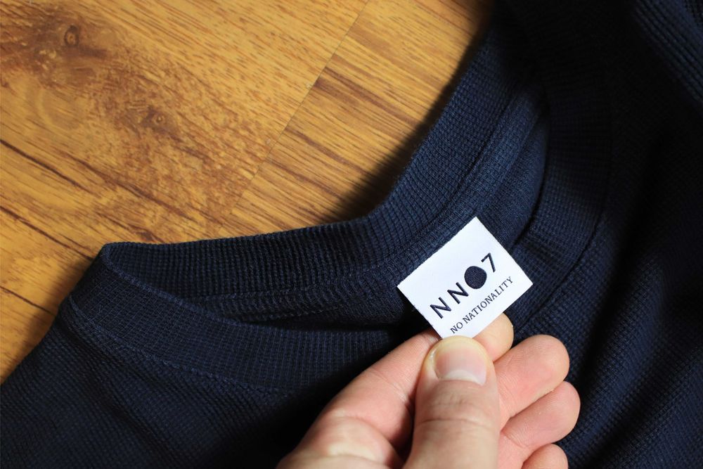 Sweter NN07 r. M okrągły dekolt granatowy męski bawełniany cienki