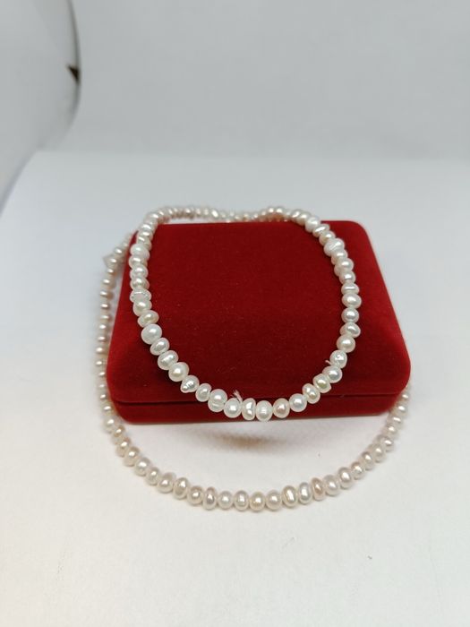 Naszyjnik z drobnymi perełkami, naturalne hodowlane dł.50-54cm