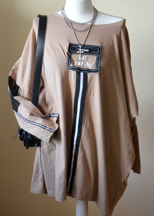 Bluza oversize rozmiar XL bawełniana odkryte ramię