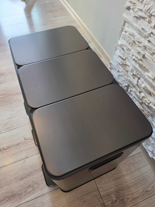 Kosz Do Segregacji Śmieci 3x15L (45L) - Stal, Czarny Mat, Soft-Close, Anti-Fingerprint