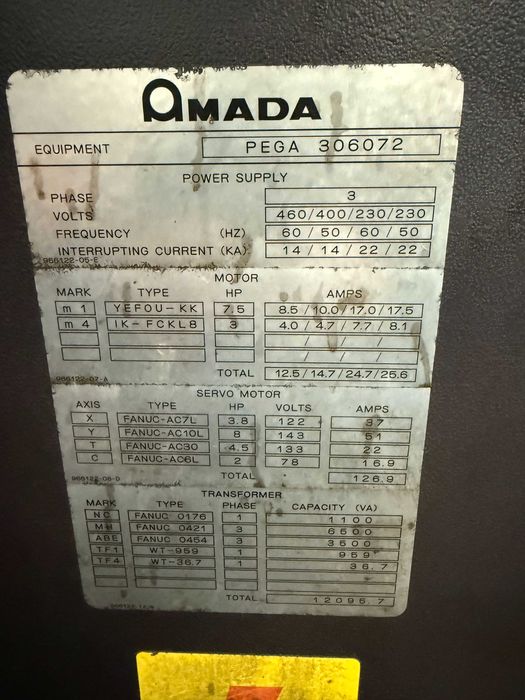 AMADA PEGA-306072 – wykrawarka rewolwerowa CNC