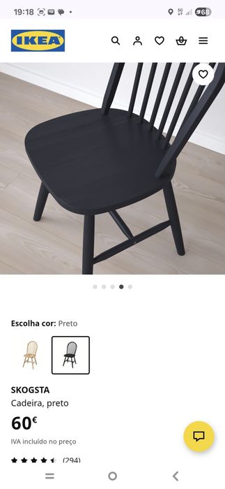 2 Cadeiras preta Ikea Skogsta