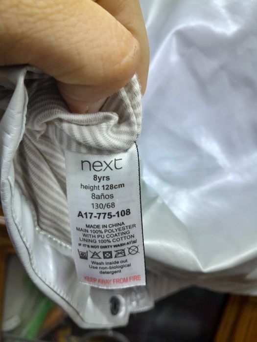 Kurtka płaszcz przeciw deszczowy szary next 122/128