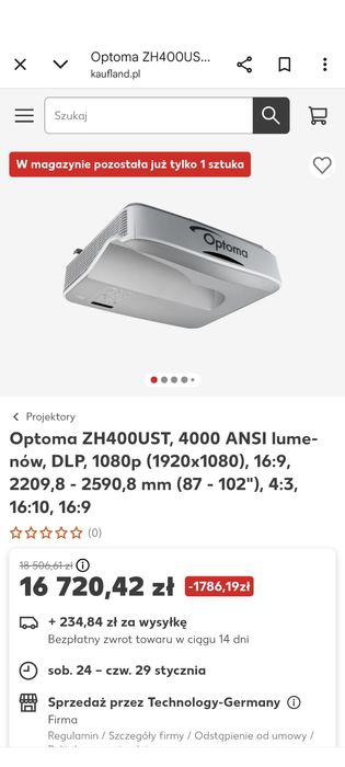 Projektor Optoma 4K CinemaX P2 laser + 2 pary okularów 3D  kino domowe