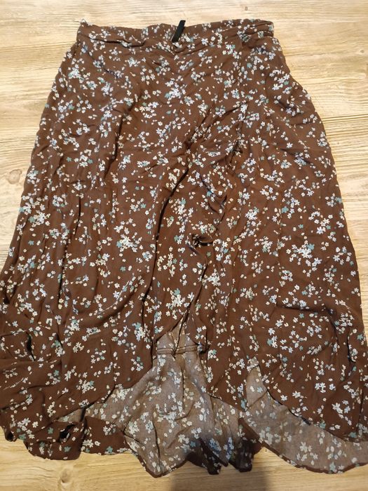 Brązowa spódnica w kwiatki House rozmiar M wiskoza TANIO!
