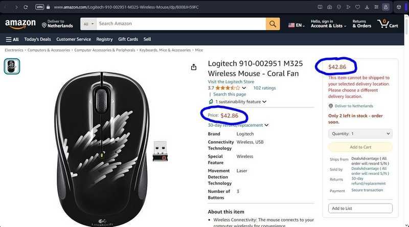 Logitech M325 Wireless Coral Fan / коллекционная беспроводная мышь