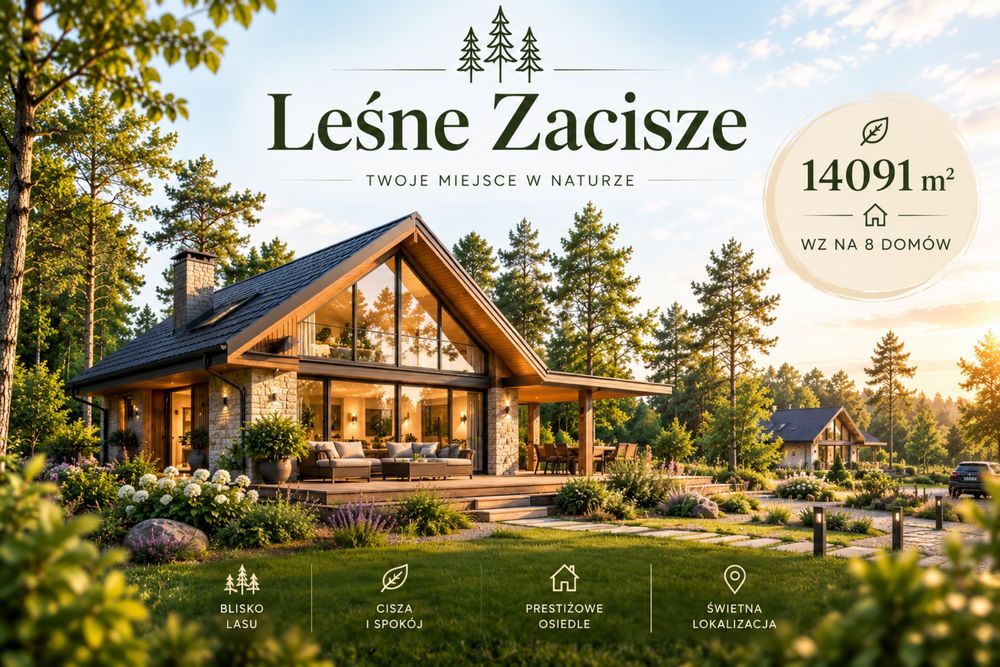 Dla dewelopera. Grunt 1,40 ha. WZ na 8 domów jednorodzinnych. 14 km od Białej Podl.