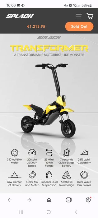 Trotinete Splach Transformer - 32km/h