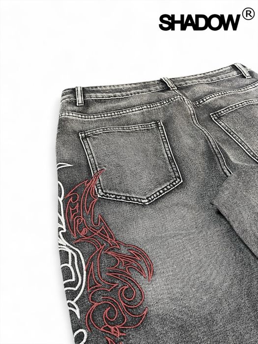 Jeans baggy “Tattoo” | Джинси сірі rap opium sk8 y2k type