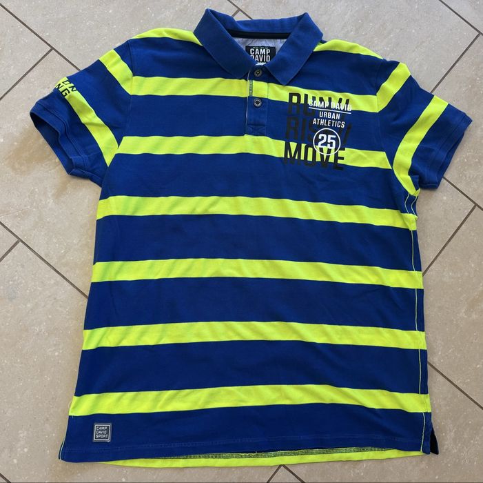 Camp David Polo 3XL Neon Lime / Granat Premium Shirt | Jak Nowa
