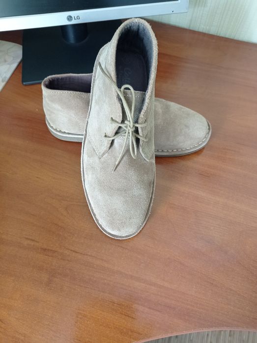 Мужские туфли натуральная замша світло-коричневе