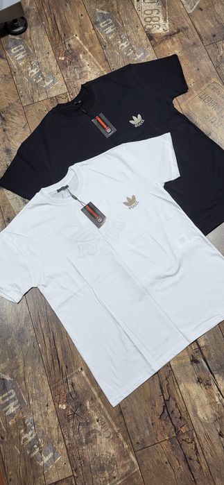 2 koszulki męskie bawełna premium t-shirt biała czarna XXL