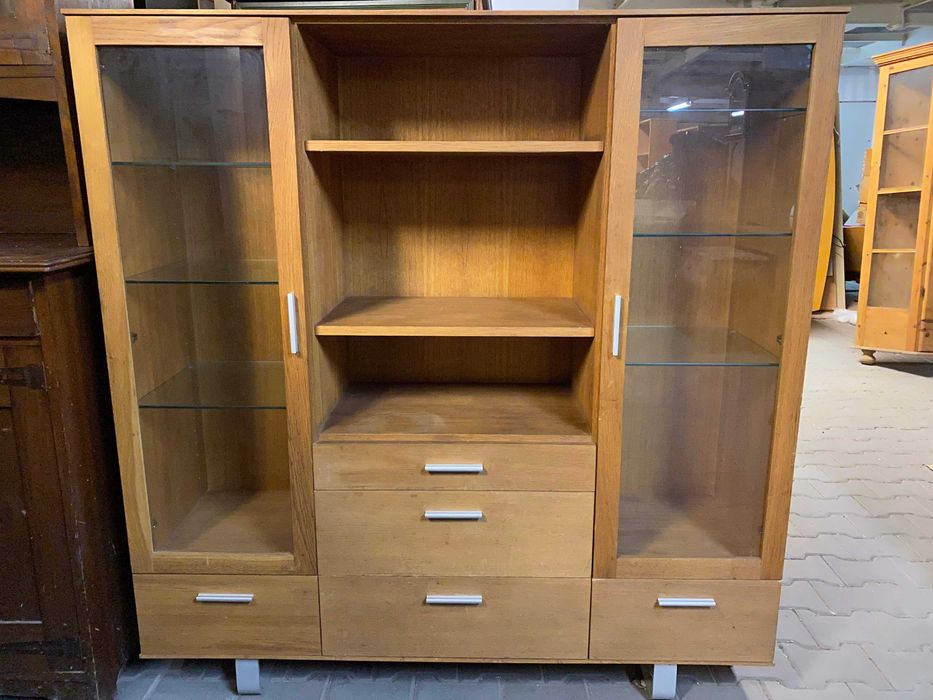 Witryna drewniana kredens vintage dąb