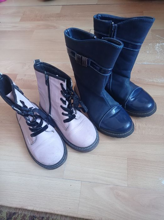 Kozaki dziewczynka 31 rozmiar granatowe  śliczne  a kozaki różowe grst