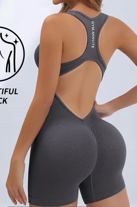 Комбинезон спортивный  комбінезон в рубчик пуш-ап на змейке молнии